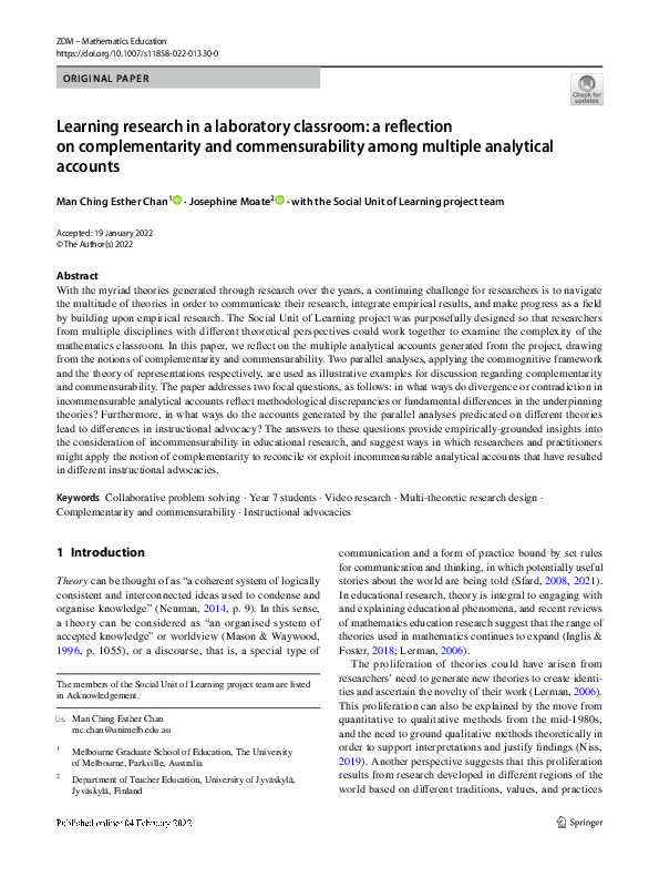 (PDF) Learning research in a laboratory classroom: a reflection on ...