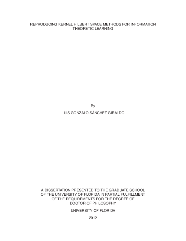 (PDF) Reproducing kernel hilbert space methods for information ...