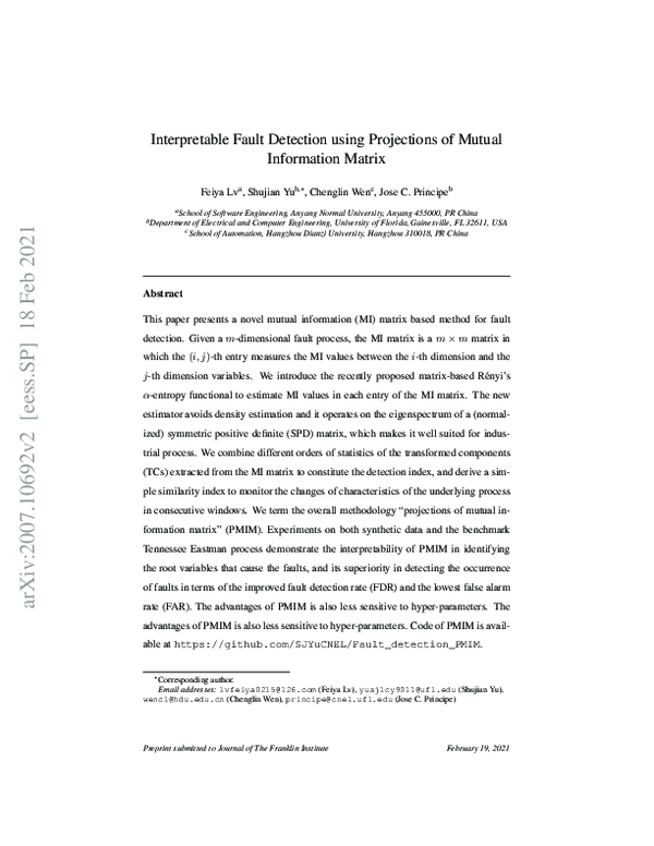(PDF) Interpretable fault detection using projections of mutual ...