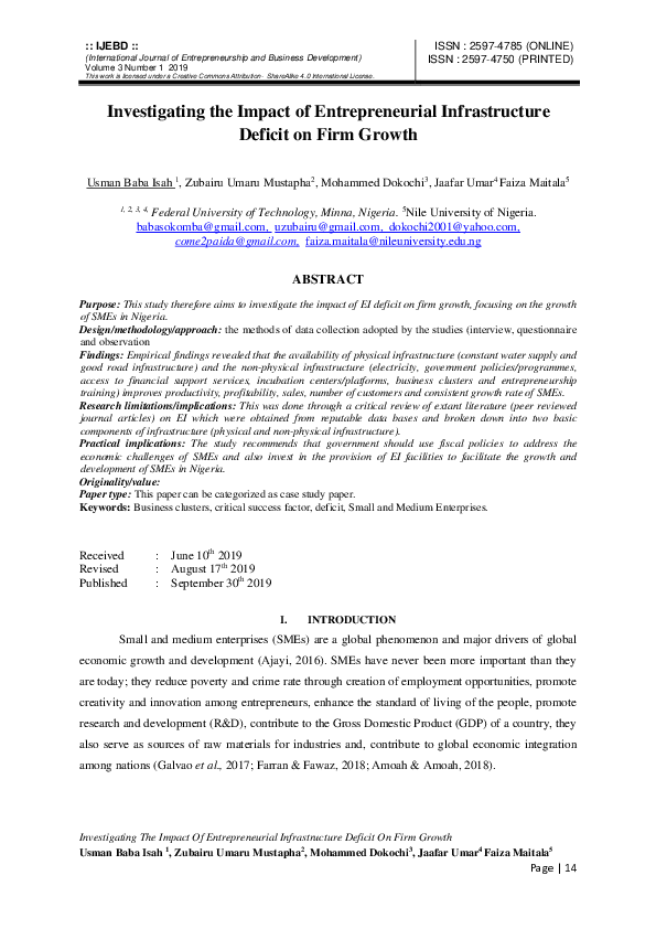 (PDF) Investigating the Impact of Entrepreneurial Infrastructure ...