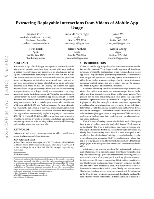 (PDF) Extracting Replayable Interactions from Videos of Mobile App Usage