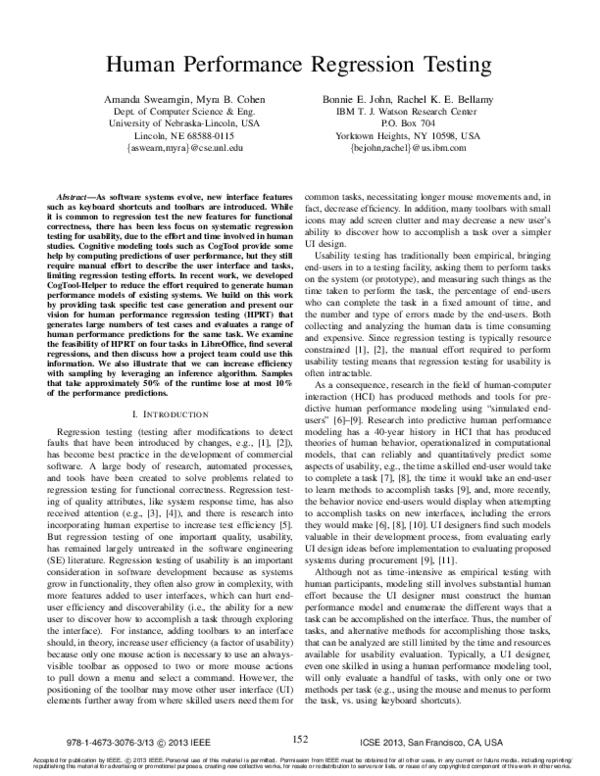 (PDF) Human performance regression testing