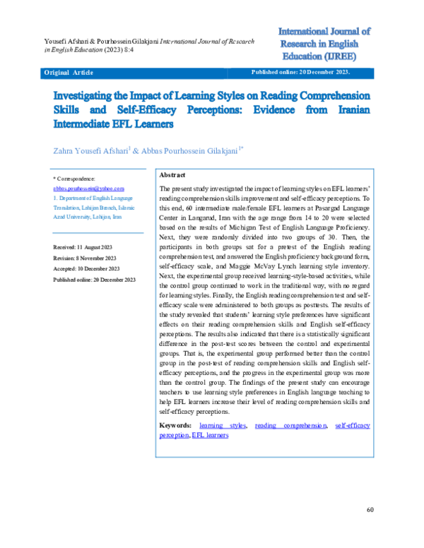 (PDF) Investigating the Impact of Learning Styles on Reading ...
