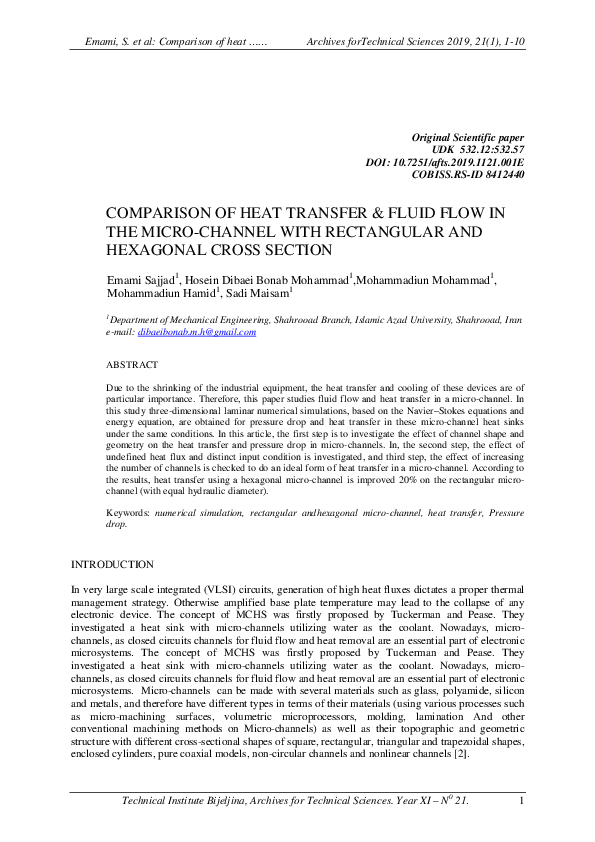 (PDF) Comparison of Heat Transfer & Fluid Flow in the Micro-Channel ...