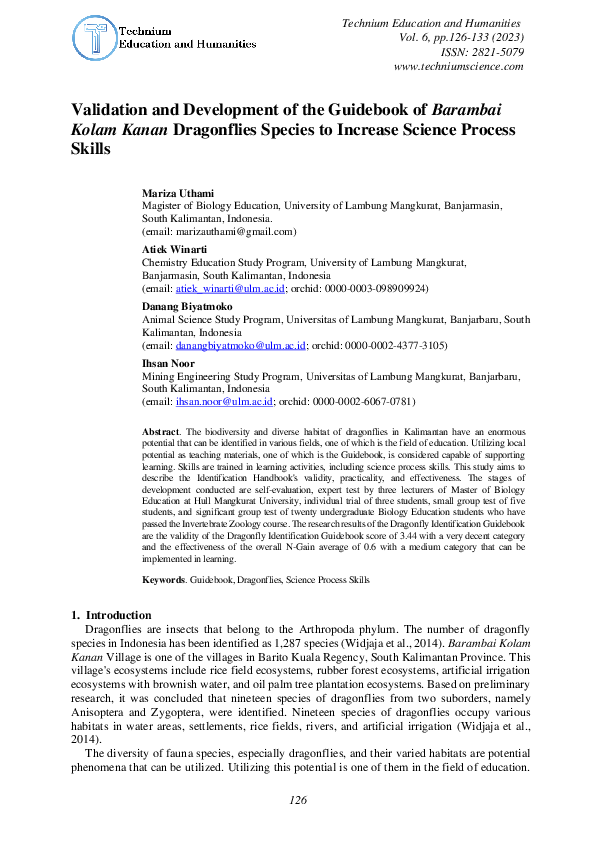 (PDF) Validation and Development of Dragonflies Book Species in ...