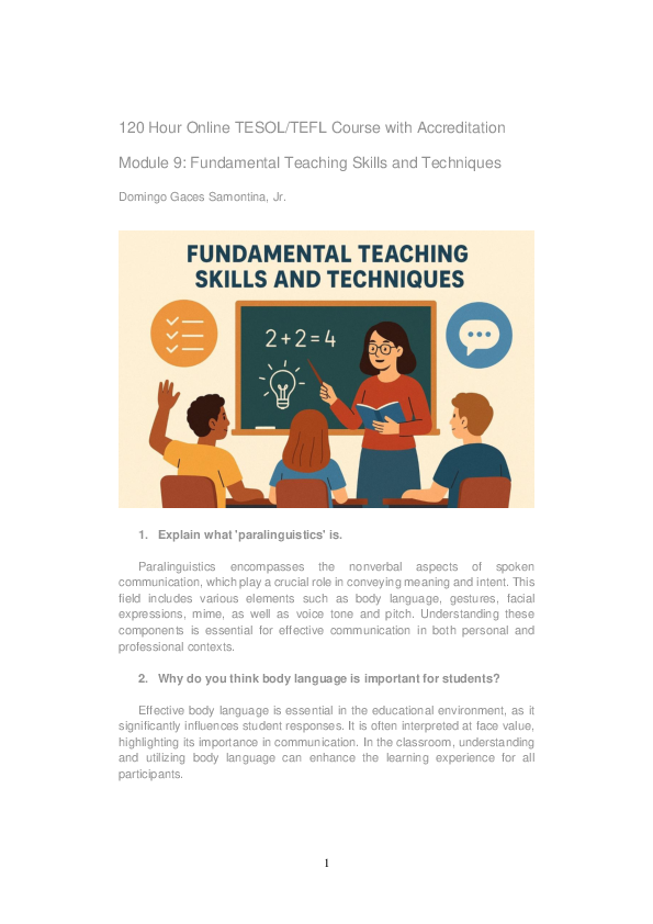 (PDF) Fundamental Teaching Skills and Techniques