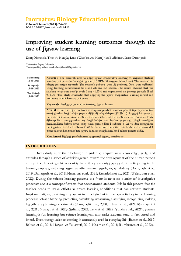 (PDF) Improving student learning outcomes through the use of Jigsaw ...