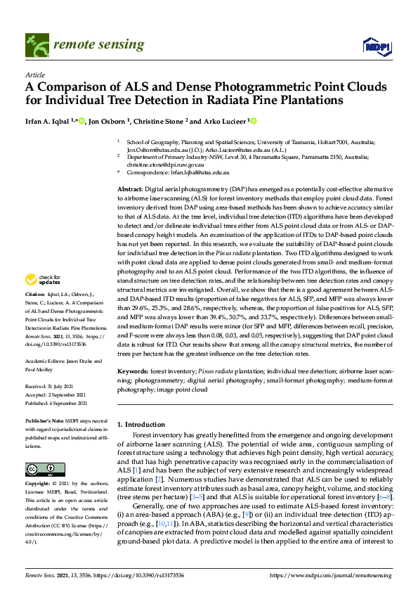 (PDF) A Comparison of ALS and Dense Photogrammetric Point Clouds for ...