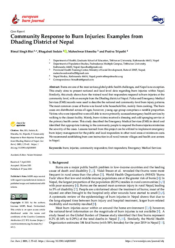 (PDF) Community Response to Burn Injuries: Examples from Dhading ...