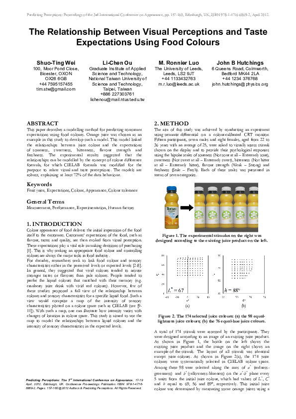 (PDF) The Relationship Between Visual Perceptions And Taste ...