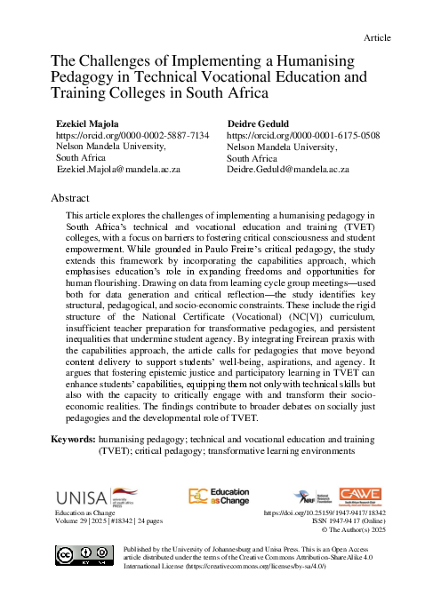 (PDF) The Challenges of Implementing a Humanising Pedagogy in Technical ...