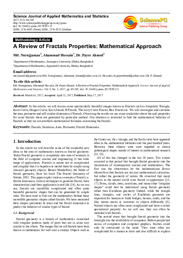 (PDF) A Review of Fractals Properties: Mathematical Approach