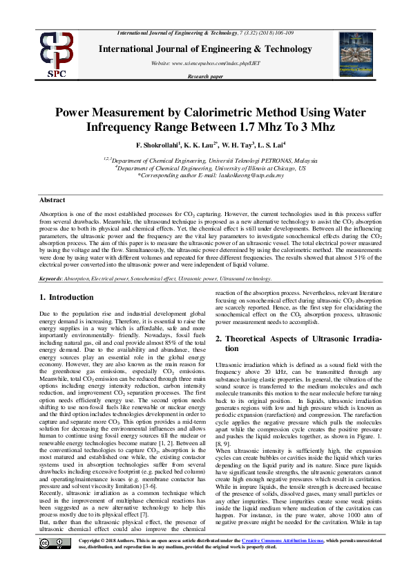 (PDF) Power Measurement by Calorimetric Method Using Water Infrequency ...