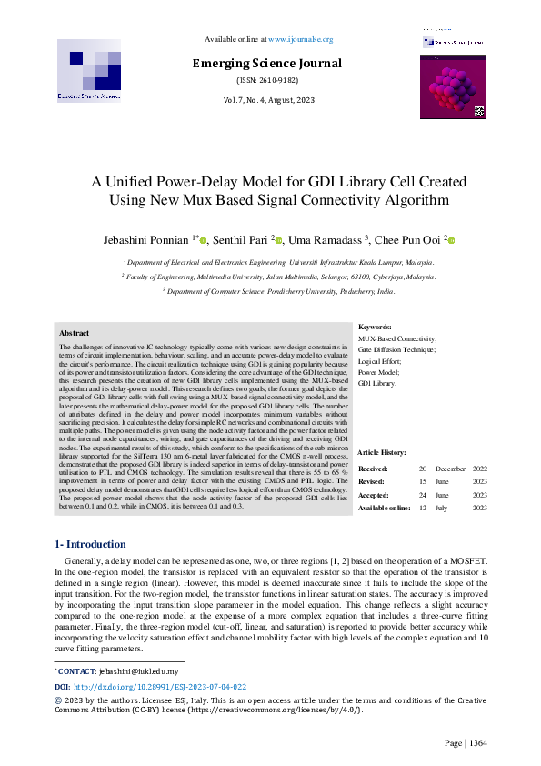 (PDF) A Unified Libraries for GDI Logic to Achieve Low-Power and High ...