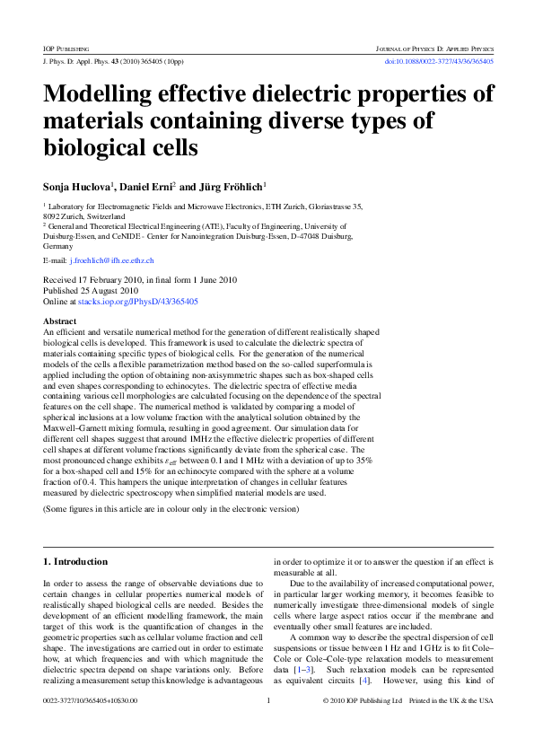 (PDF) Modelling effective dielectric properties of materials containing ...