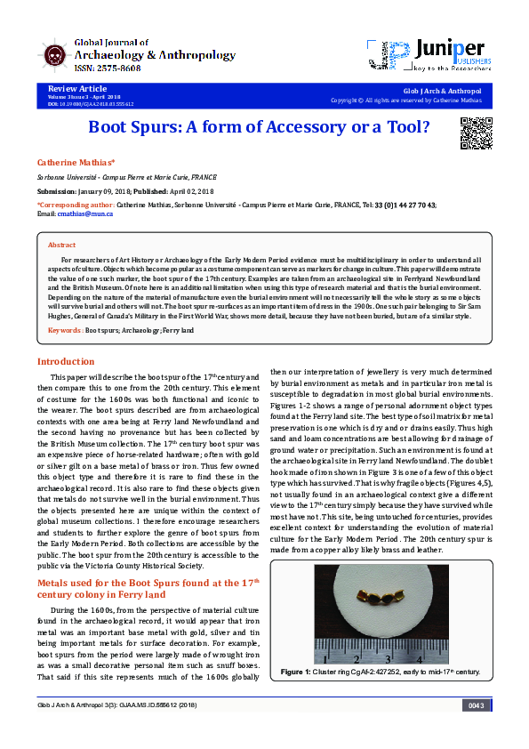 (PDF) Boot Spurs: A form of Accessory or a Tool?