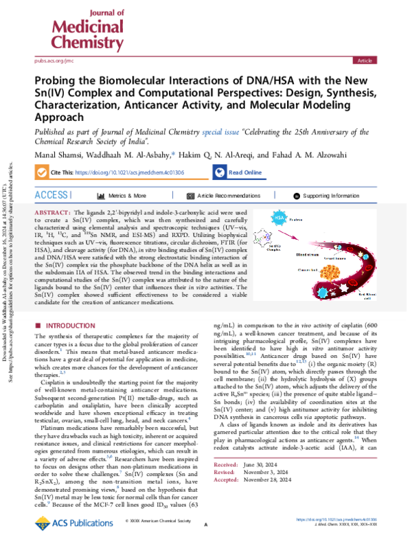 (PDF) Probing the Biomolecular Interactions of DNA/HSA with the New Sn ...