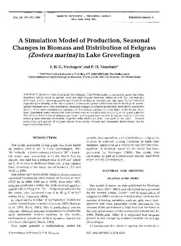 (PDF) A simulation model of production, seasonal changes in biomass and ...