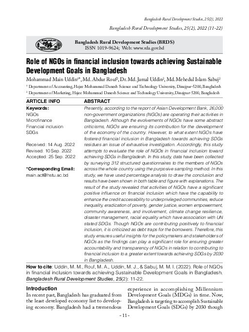(PDF) Role of NGOs in financial inclusion towards achieving Sustainable ...