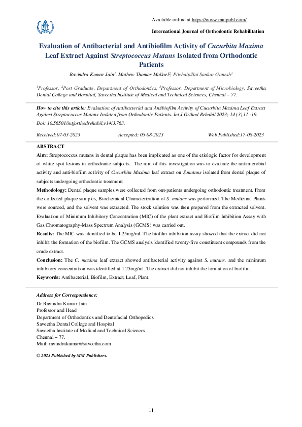 (PDF) Evaluation of Antibacterial and Antibiofilm Activity of Cucurbita ...
