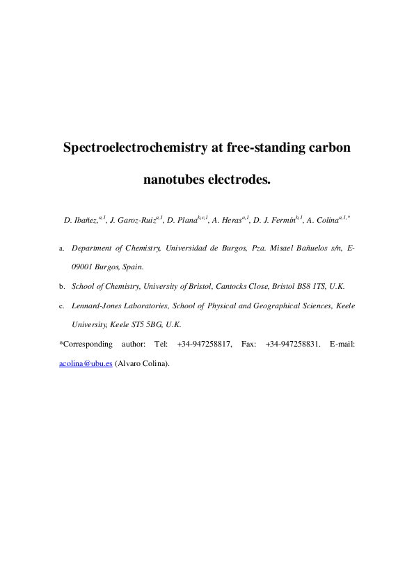 (PDF) Spectroelectrochemistry at free-standing carbon nanotubes electrodes