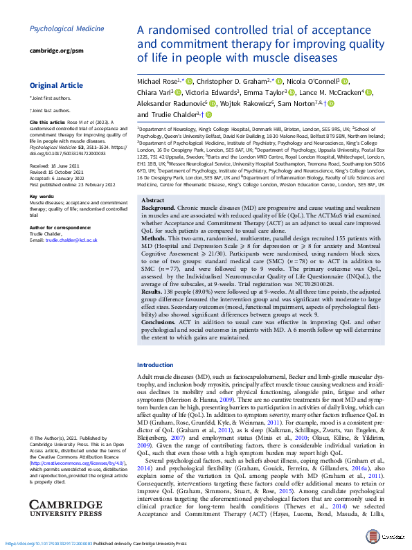 (PDF) A randomised controlled trial of acceptance and commitment ...