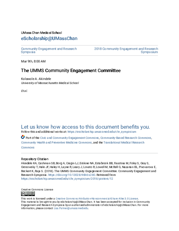 (PDF) The UMMS Community Engagement Committee