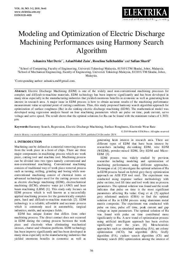 (PDF) Modeling and Optimization of Electric Discharge Machining ...
