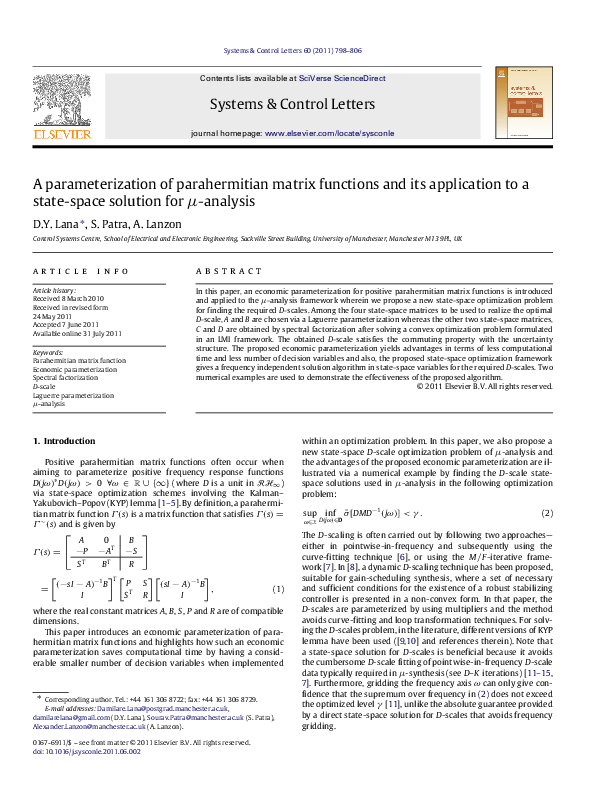 (PDF) A parameterization of parahermitian matrix functions and its ...