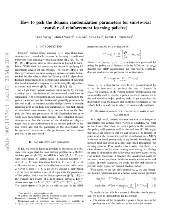 (PDF) How to pick the domain randomization parameters for sim-to-real ...