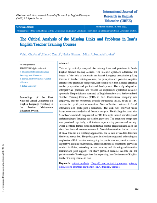 (PDF) The Critical Analysis of the Missing Links and Problems in Iran’s ...