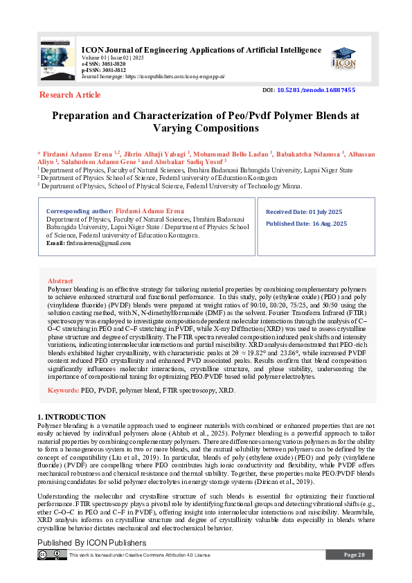 (PDF) Preparation and Characterization of Peo/Pvdf Polymer Blends at ...