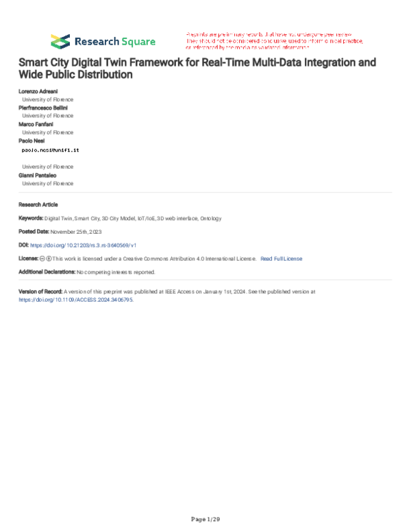 (PDF) Smart City Digital Twin Framework for Real-Time Multi-Data ...