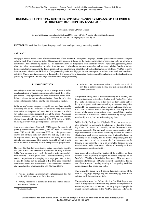 (PDF) Defining Earth Data Batch Processing Tasks by Means of a Flexible ...