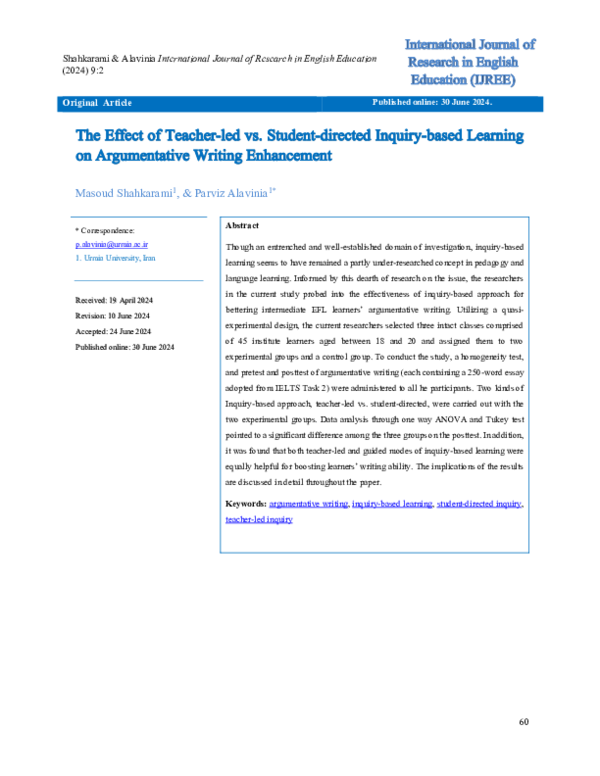 (PDF) The Effect of Teacher-led vs. Student-directed Inquiry-based ...