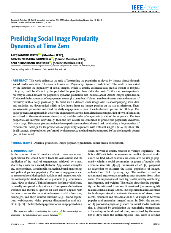 (PDF) Predicting Social Image Popularity Dynamics at Time Zero