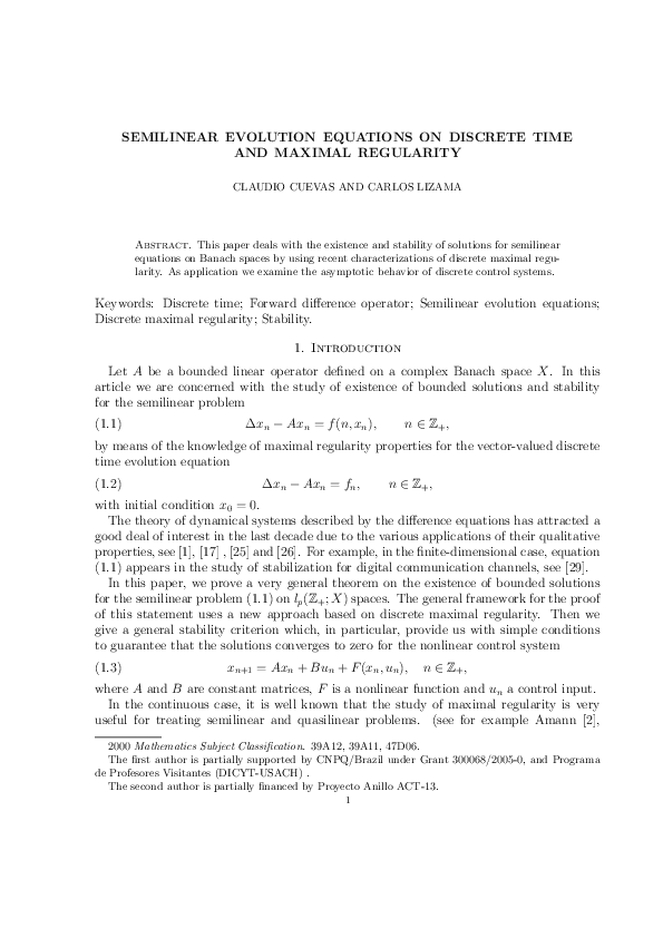 (PDF) Semilinear evolution equations on discrete time and maximal ...