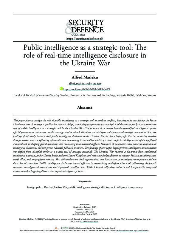 (PDF) Public intelligence as a strategic tool: The role of real-time ...