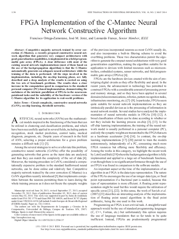 (PDF) FPGA Implementation of the C-Mantec Neural Network Constructive ...