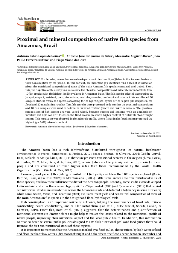(PDF) Proximal and mineral composition of native fish species from ...