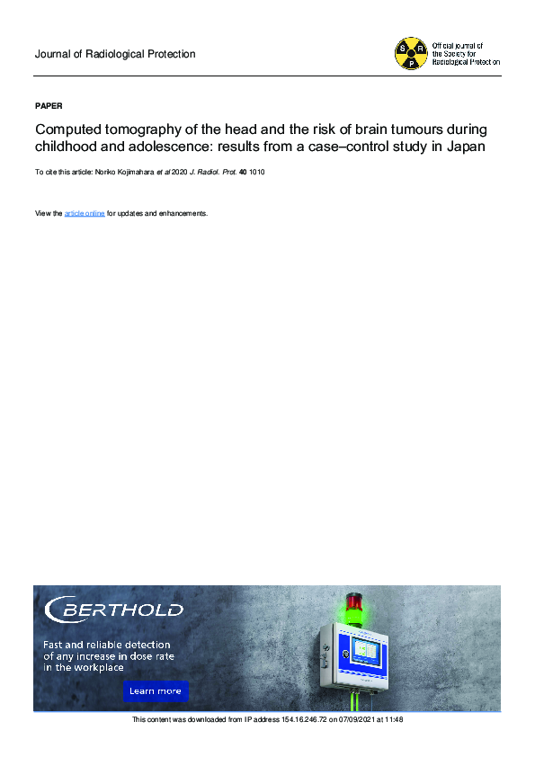 (PDF) Computed tomography of the head and the risk of brain tumours ...