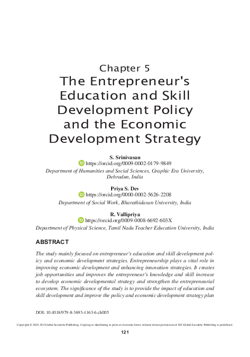 (PDF) The Entrepreneur's Education and Skill Development Policy and the ...