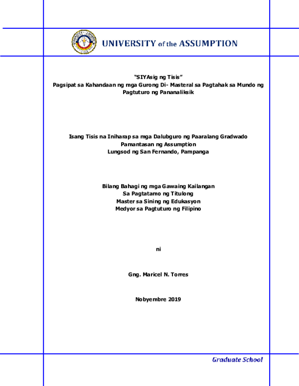 (PDF) SIYAsig ng Tesis: Pagsipat sa Kahandaan ng mga Gurong Di ...