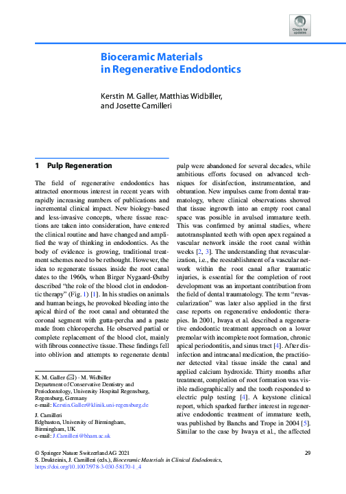 (PDF) Bioceramic Materials in Regenerative Endodontics