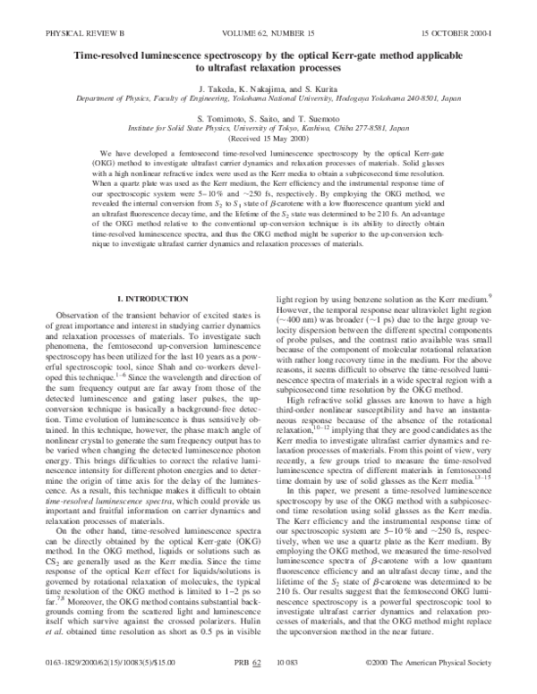 (PDF) Time-resolved luminescence spectroscopy by the optical Kerr-gate ...
