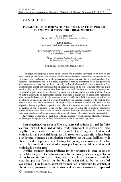 (PDF) Parametric optimization of steel lattice portal frame with chs ...