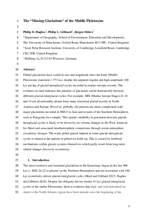 (PDF) The “missing glaciations” of the Middle Pleistocene