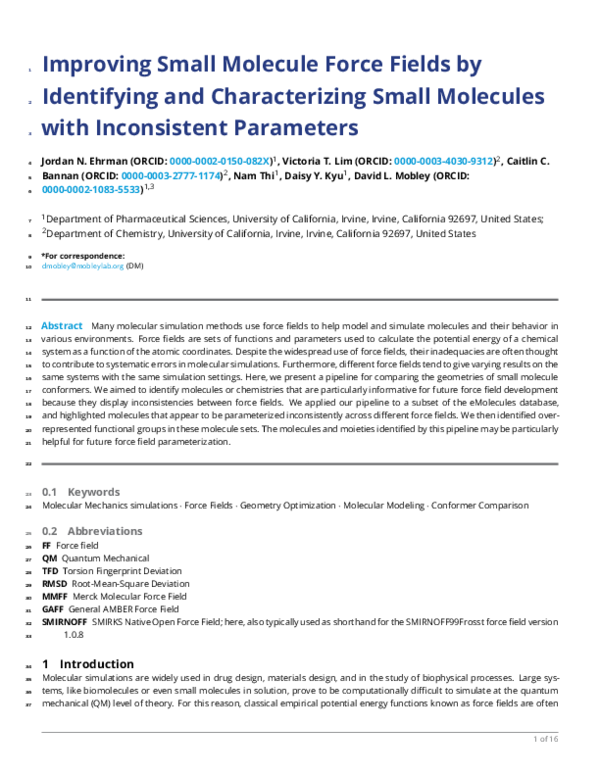 (PDF) Improving Small Molecule Force Fields by Identifying and ...