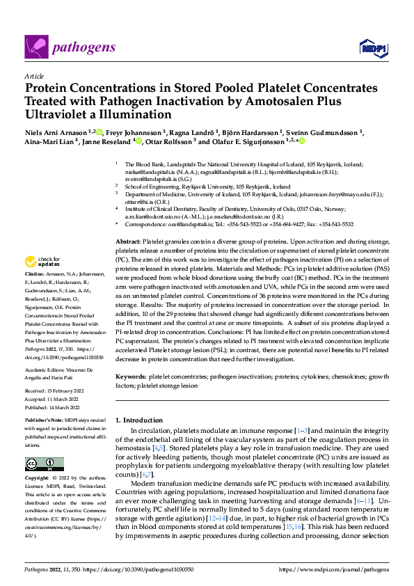 (PDF) Protein Concentrations in Stored Pooled Platelet Concentrates ...
