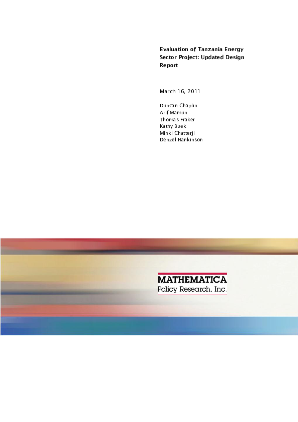 (PDF) Evaluation of Tanzania Energy Sector Project: Updated Design ...